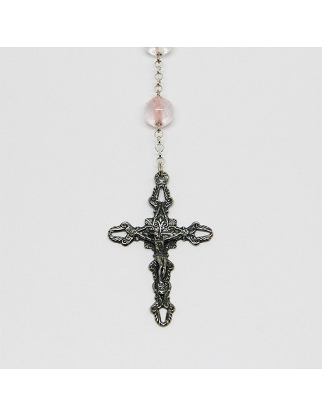 Chapelet quartz rose -  argent 925