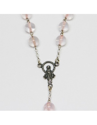 Chapelet quartz rose -  argent 925