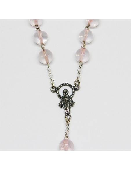 Rosario di quarzo rosato - argento 925