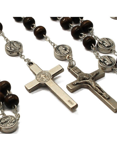 Rosario religioso Perline nere sfaccettate blu