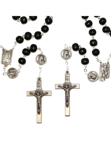 Rozenkrans Zwaar bruin hout met karabijnhaak