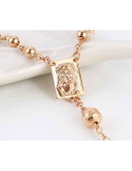Gold metal rosary - necklace