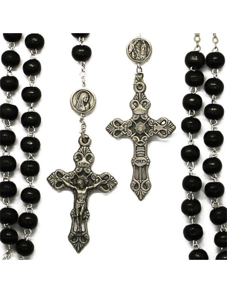 Rosenkranzoptik Schweres braunes Holz mit Karabinerhaken