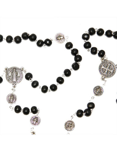 Rosary Saint Benedict black wood with silver snap hook