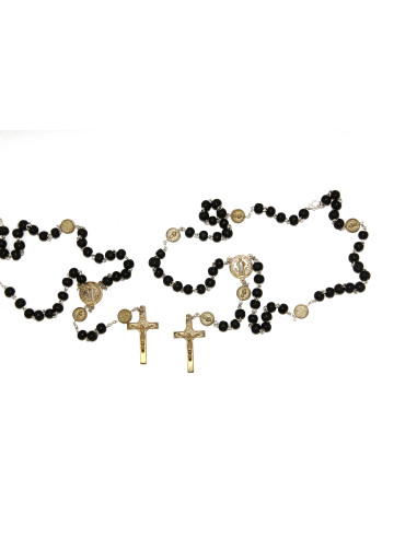 Saint Benedict rosary black wood with gold snap hook