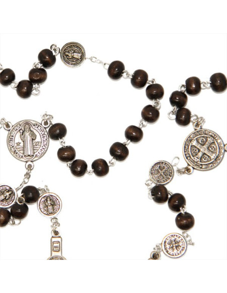 Rosary of Saint Benedict brown with carabiner