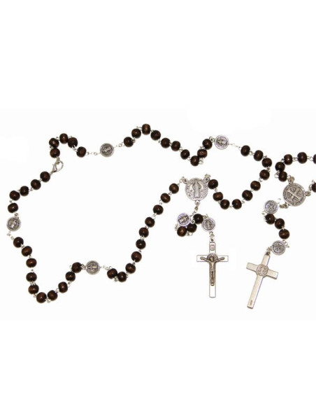 Rosario San Benito marrón con mosquetón