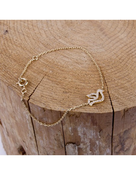  Gold plated dove bracelet with crystals