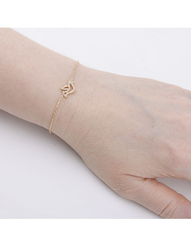 Pulsera de paloma y cristal bañada en oro