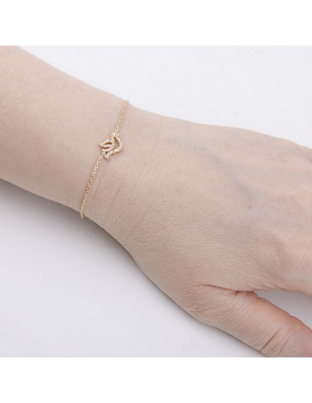 Bracciale in oro placcato colomba e cristallo