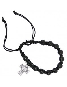 Wooden bracelet with crosses of the Holy Protectors - black