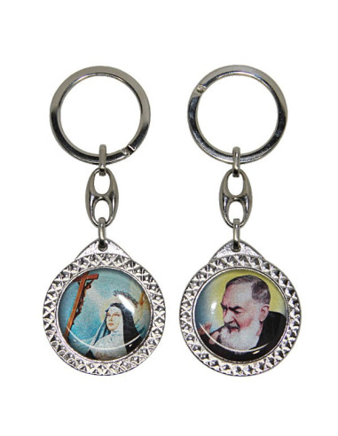 Sleutelhanger van Holy Rita met Padre Pio