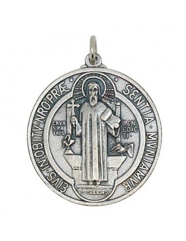 Saint Benedict medal silver plated metal