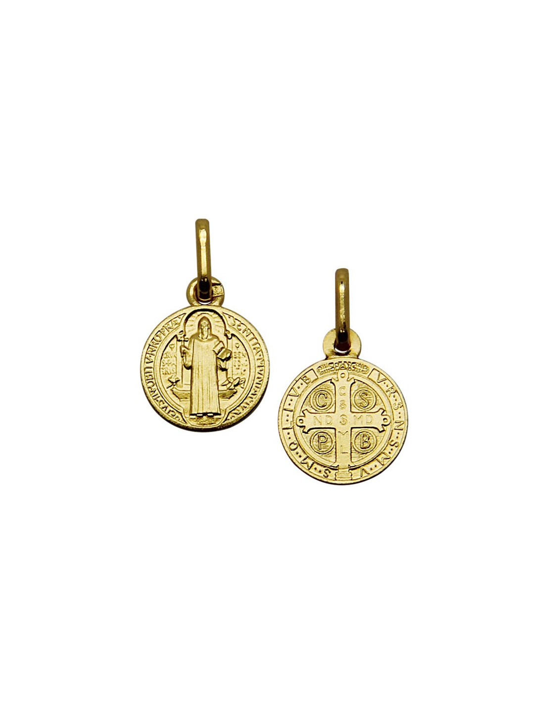 Solid 18K Yellow Gold St. Benedict Medal Pendant – 21 Mm, Made In Italy, No Stone