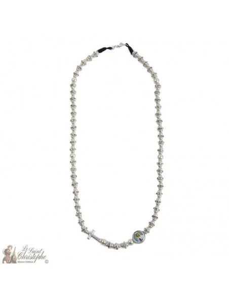 Collana di perline di strass si incrociano con la Vergine di Banneux N.D.