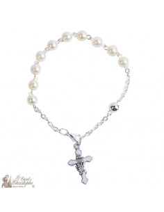 Bracelet perles nacrées avec croix calice - dizaine