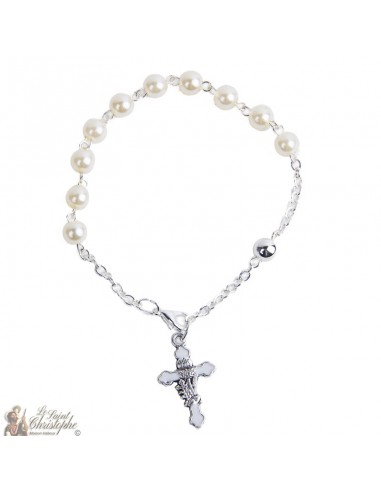 Perlenarmband mit Kreuz und Kelch - Rosenkranz