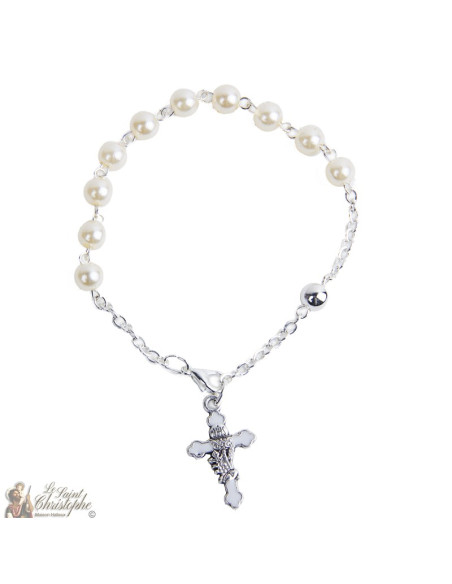 Bracciale rosario con perle e croce e calice - Rosario