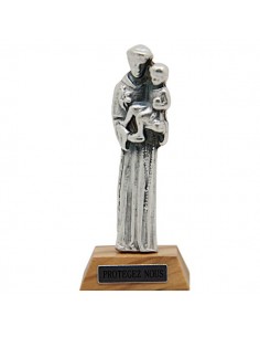 Statue Saint Antoine socle bois - 7 cm