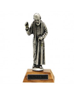 Padre Pio statue sur socle bois - 7 cm