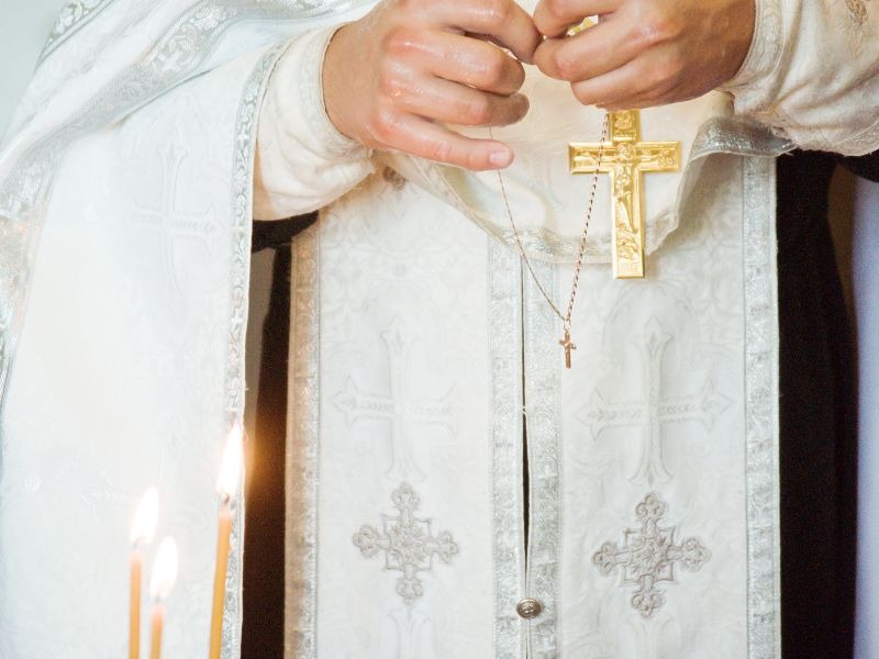 Menselijk gewaad Kazuifel priester Katholieke outfit Kerkvader Paus Mis met kwast Stola, Style002 Paars, One size